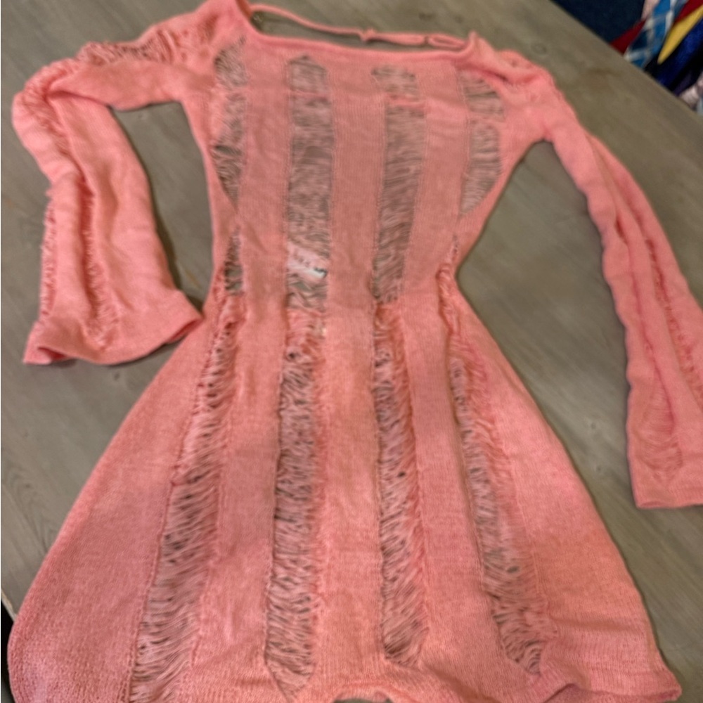 TicToc pink knit romper cover up sz medium